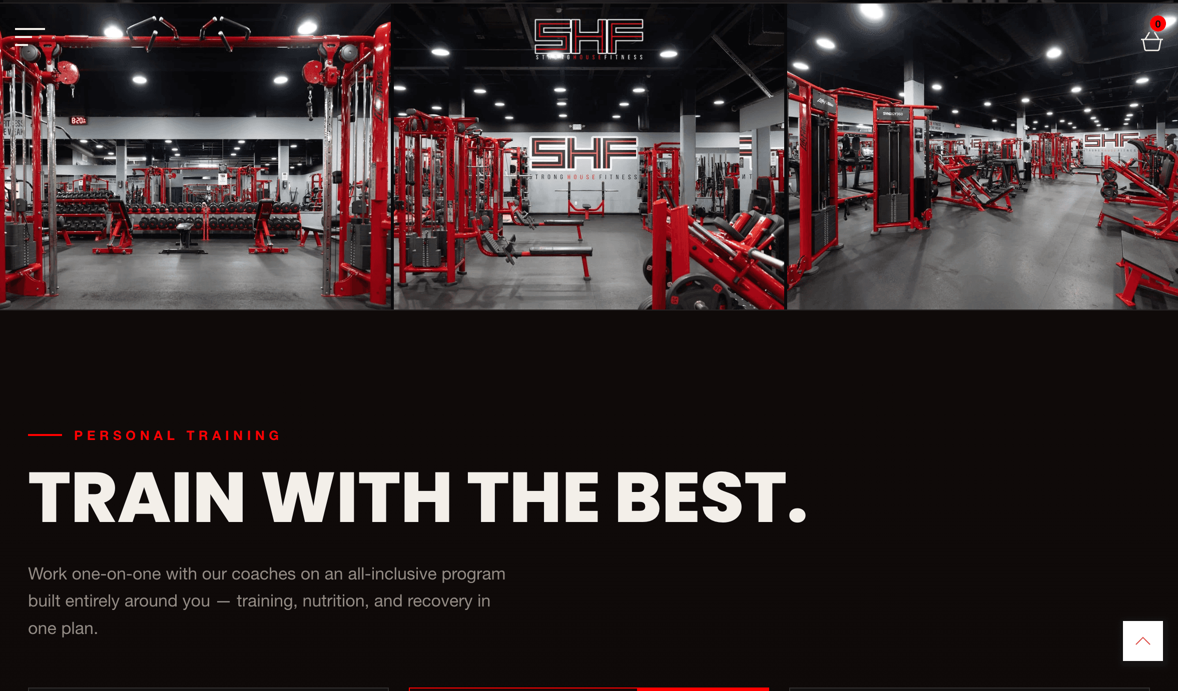 Strong House Fitness personal training page showing the training facility.